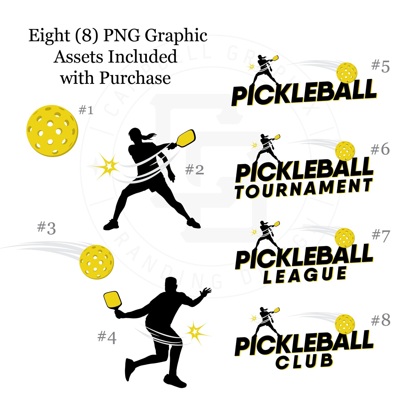 Pickleball Logos Instant Download Ready to Use SVG, PNG, PDF Etsy