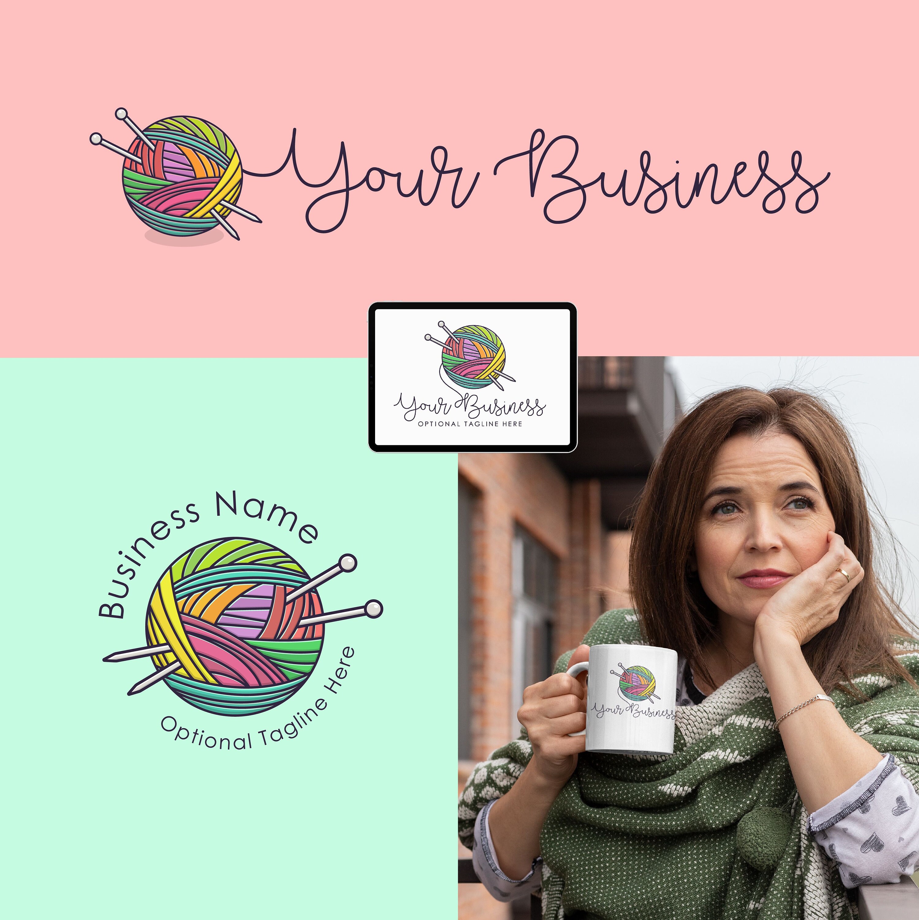 Customizable Logo Knitting Logo Yarn Ball Logo Premade Logo Yarn Logo