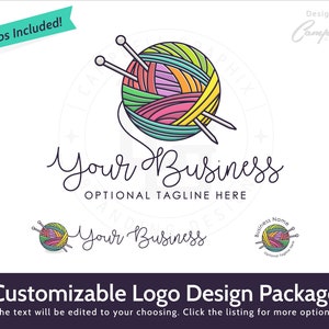 Knitting Logo - Customized by the artist for you! - Yarn Ball Logo - Yarn Logo - Crochet Logo