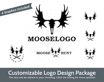 Paquete de diseño de logotipo de calavera de alce personalizable: Personalizado por el artista para ti.