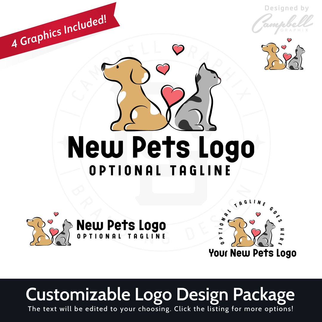 Customizable Logo Animal Lover Logo Pets Logo Dog Logo Cat Logo