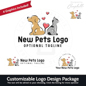 Pets Logo Bundle - Customized by the artist for you! - Dog Logo - Cat Logo - Veterinarian Logo - Vet Logo - Animal Lover Logo