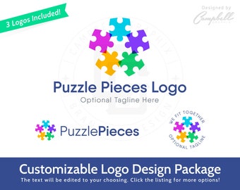 Customizable Logo - Puzzle Logo - Children's Logo - Logo Design - Nonprofit Logo