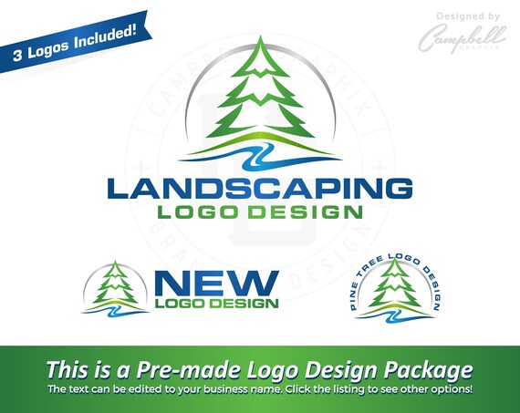 Premade Logo Landscaping Logo Pine Tree Logo Lawn Care Etsy