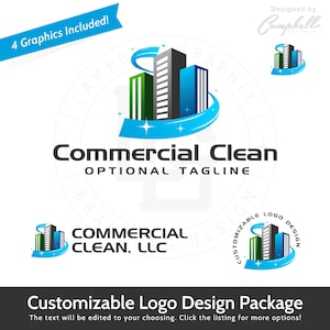 Commercial Cleaning - Cleaning Logo - Janitorial Logo - Sanitation Logo - This could be your new logo!
