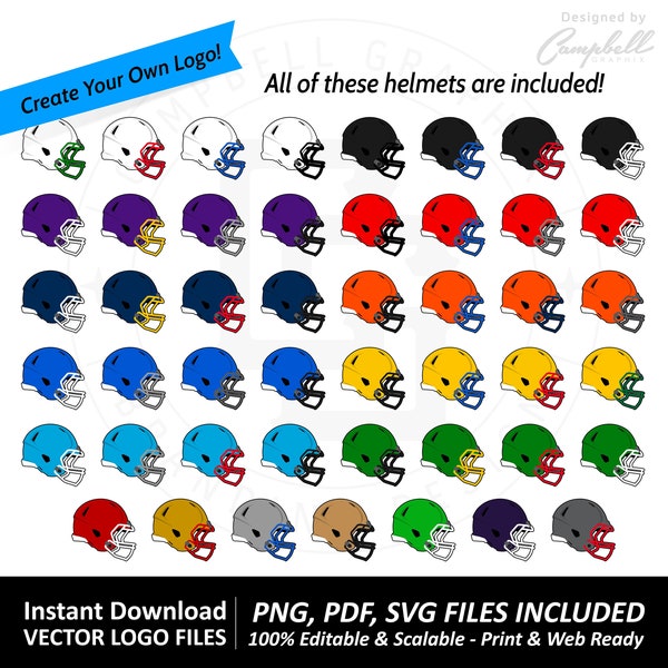 Football Helmets - Instant Download - Ready To Use - SVG, PNG, PDF, Cricut