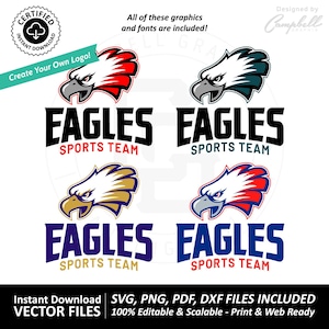 Eagles Design SVG Bundle: DIY Customizable Vector Template Files for Cricut, Silhouette, and More (Instant Download)