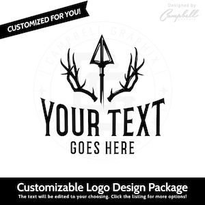 Hunting Logo - Customized by the artist for you! - Arrowhead Logo - Arrow Logo - Antlers Logo - Bow Hunting Logo