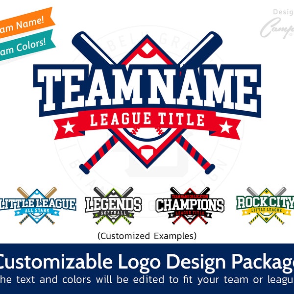 Customizable Logo Design - Baseball Logo - Softball Logo - Team Logo