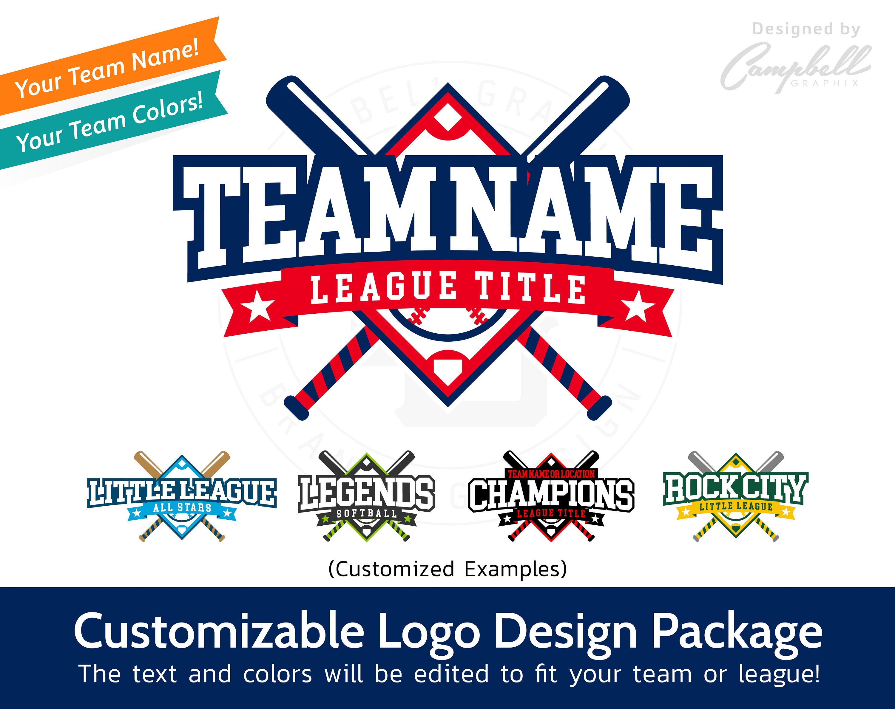 Customizable Logo Design Baseball Logo Team Logo Little 