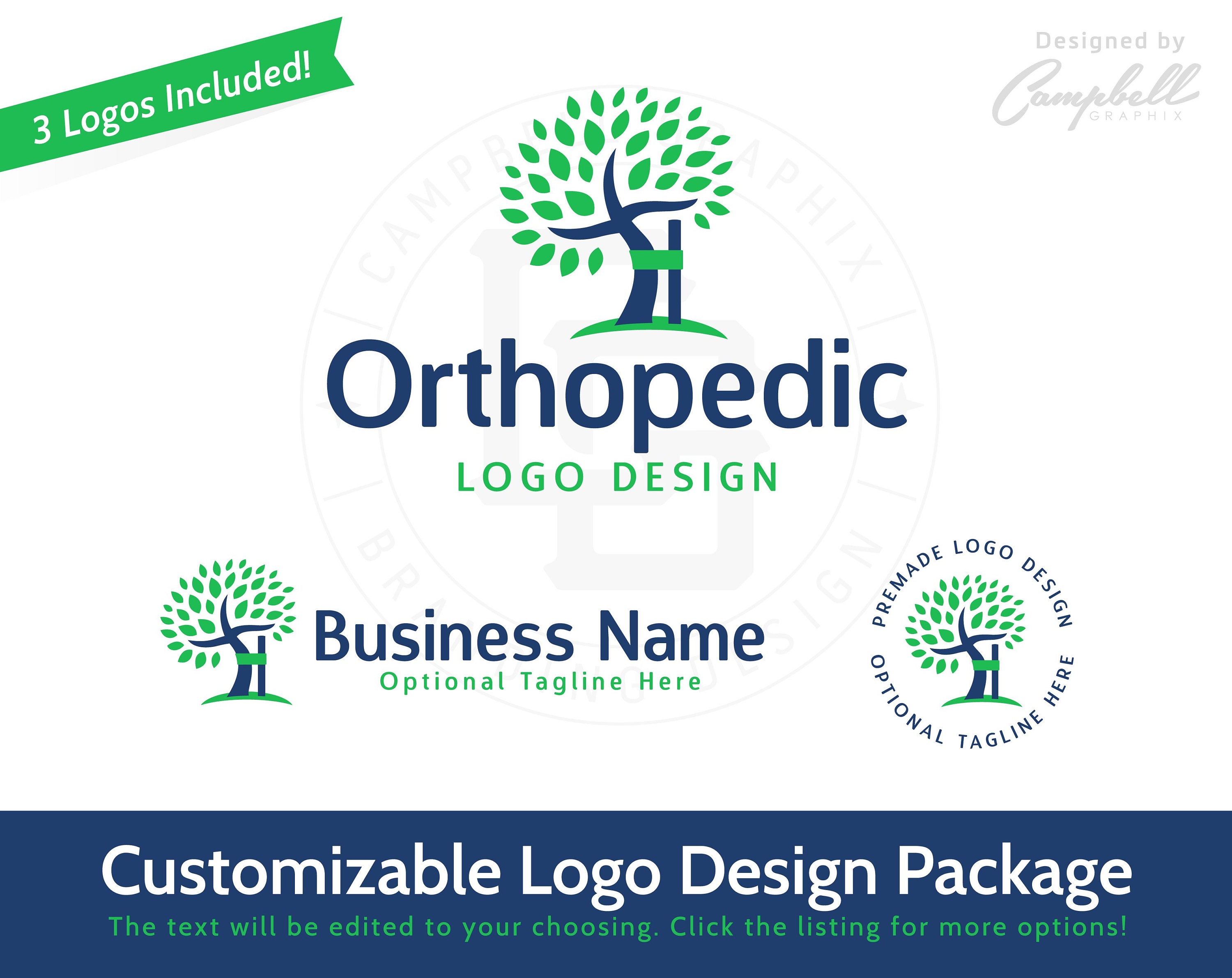 Personalisierbares Logo - Orthopädisches Logo - Baum-Logo - Chiropraktik Logo - Medizinisches Logo - Individuell vom Künstler für Sie!