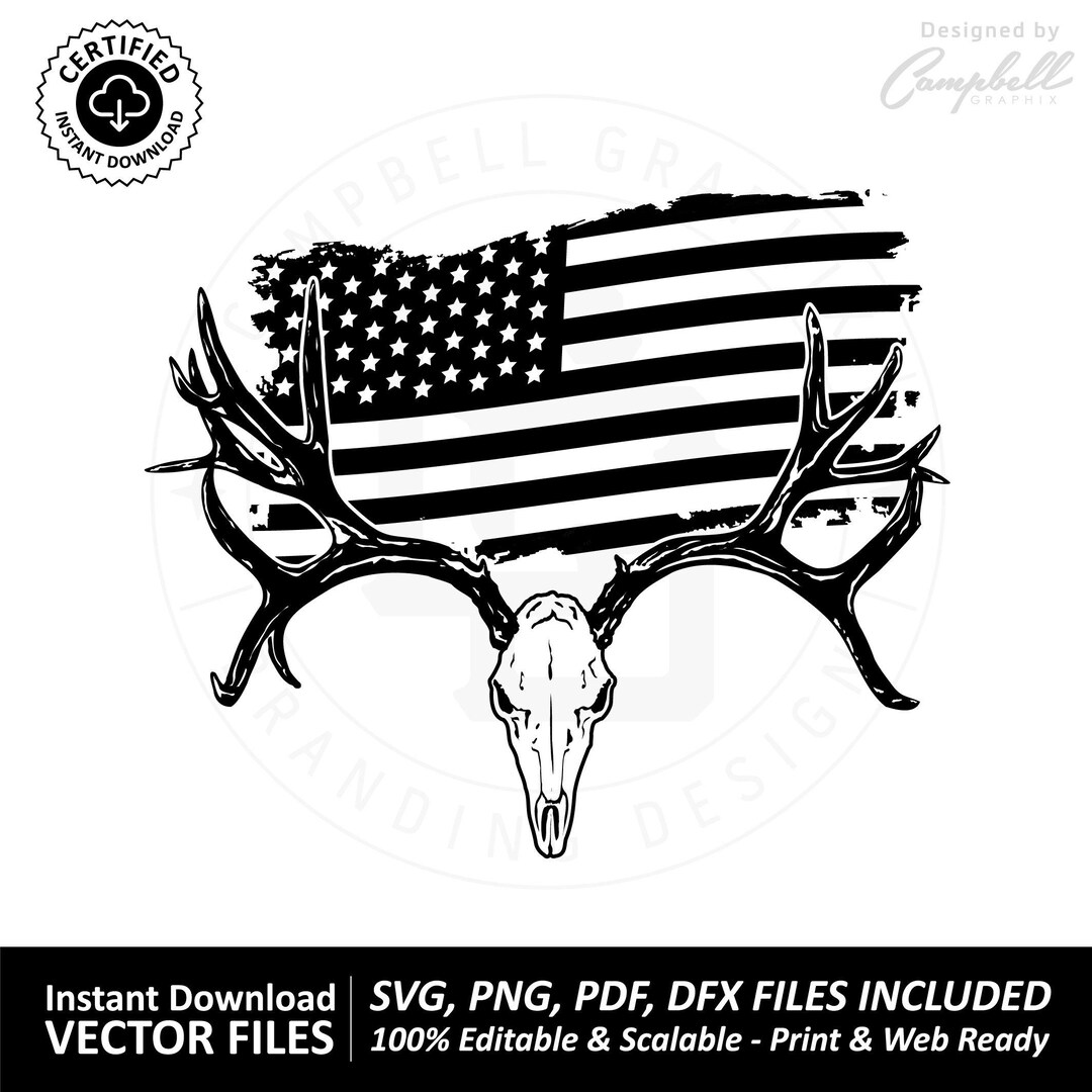 Antlers SVG Antlers American Flag SVG Vector Files Hunting Cut