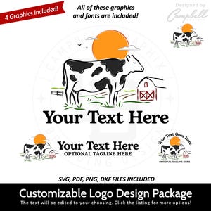 Customizable Logo - Dairy Logo - Farm Logo - Cow Logo - Dairy Farm Logo - Customized by the artist for you!