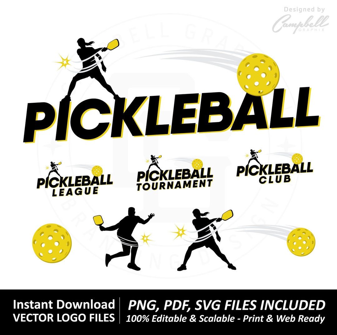 Pickleball Logos Instant Download Ready to Use SVG, PNG, PDF Etsy