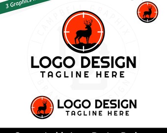 Paquete de diseño de logotipo personalizable para caza de ciervos: Personalizado por el artista para ti.