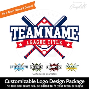 Personalisierbares Logo Design - Baseball Logo - Softball Logo - Little League Logo - Tee Ball Logo - Individuell vom Künstler für Dich!