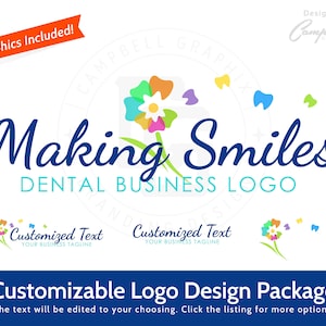 Customizable Logo - Dental Logo Design - Dentist Logo - Logo Design - Dental Logo - Dandelion Logo