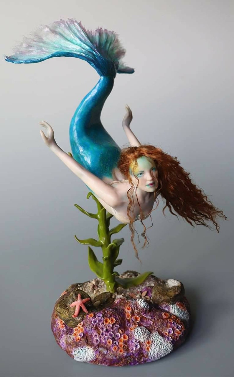 NAIA Original Sculpture Polymer Clay Mixed Media MERMAID Etsy