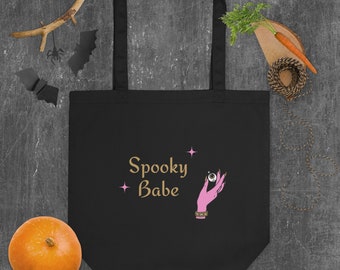 Spooky Babe Tote Bag / Halloween bag / halloween purse / Cute halloween / halloween handbag / spooky babe / eyeball bag