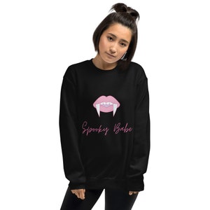 Spooky Babe Unisex Sweatshirt / Halloween crew neck / halloween top / Cute halloween / halloween vampire sweatshirt / spooky babe