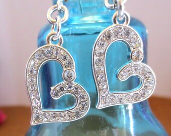 Pretty Rhinestone Heart Dangle Earrings