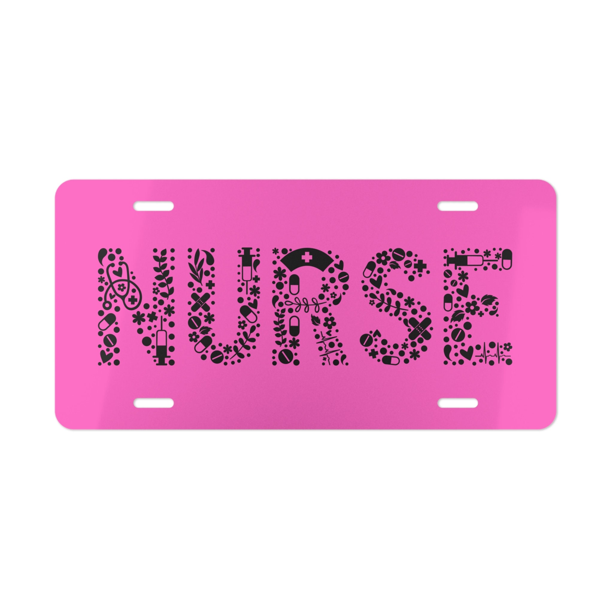 Speedy Pros Metal License Plate Frame Registered Nurse Nurses Metal Career  Profession Holder Car Accessories Soft Pink 2 Holes 1 Frame