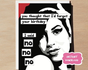 Amy Winehouse Birthday Card PRINTABLE
