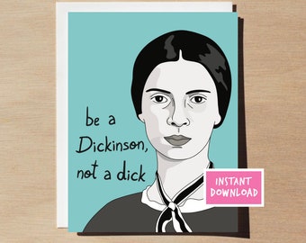Biglietto d'auguri divertente di Emily Dickinson STAMPABILE