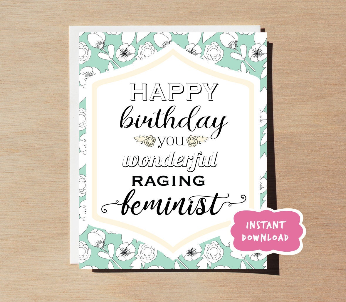 Feminist Birthday Card Digital Download/Printable Feminist | Etsy