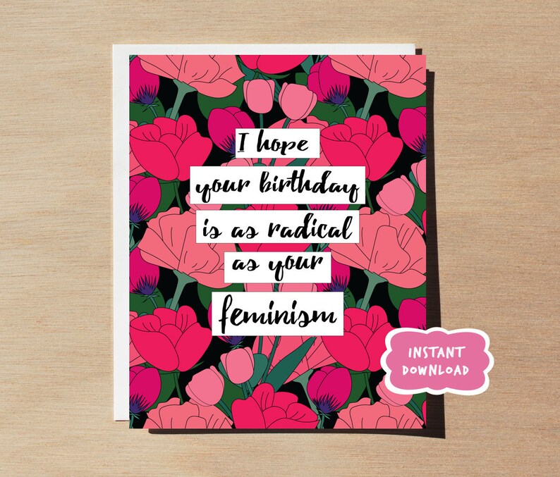 Floral Feminist Birthday Card PRINTABLE | Etsy
