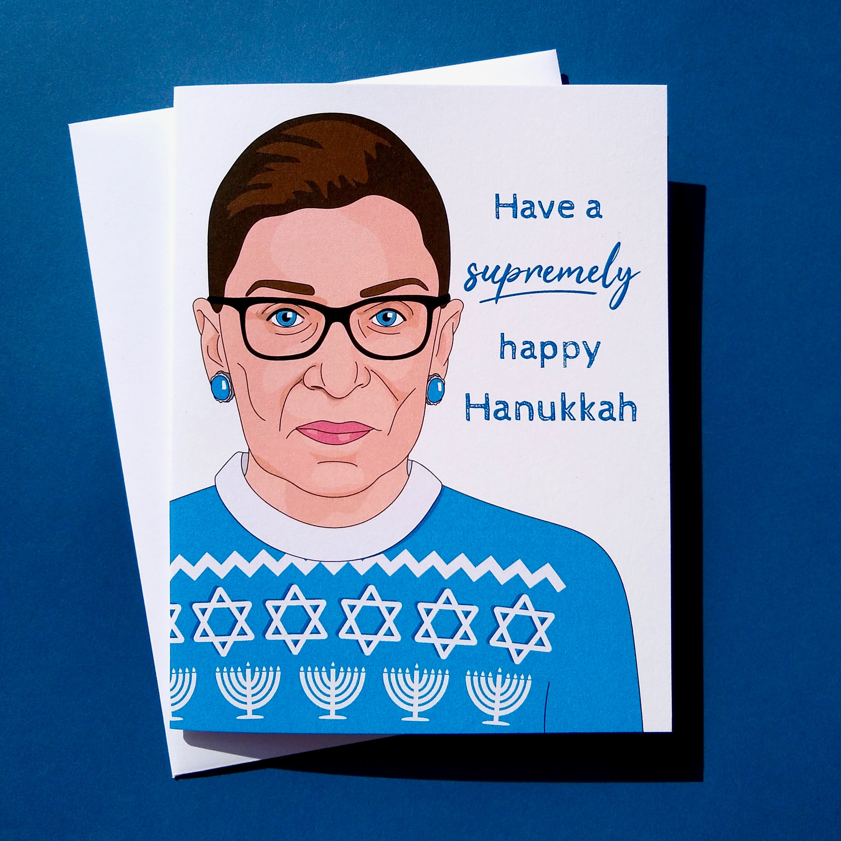 Justice Ruth Bader Ginsburg Hanukkah Sweater Card