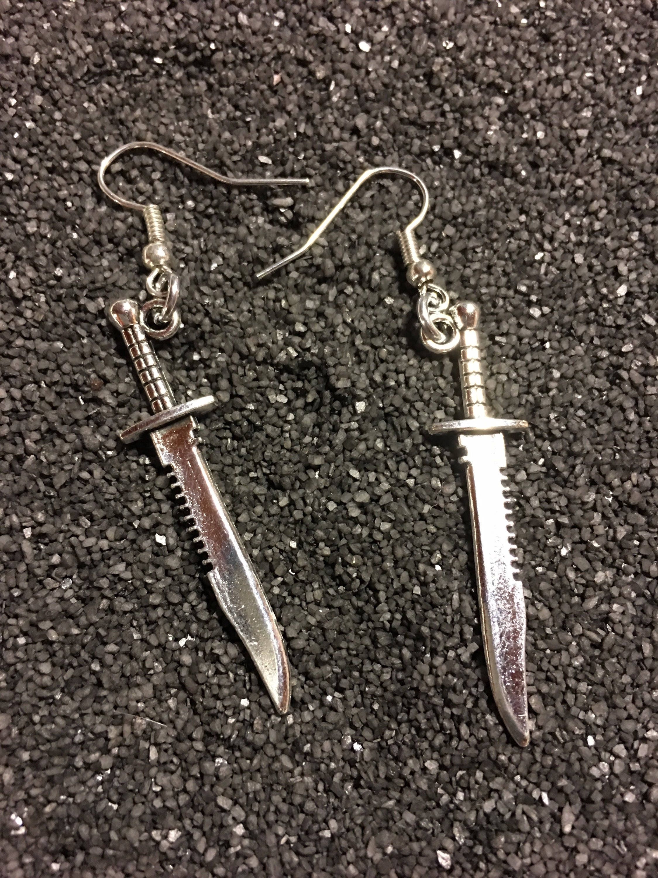 3D Kabar Style Knife Earrings on Sterling Silver Ear Wires Etsy