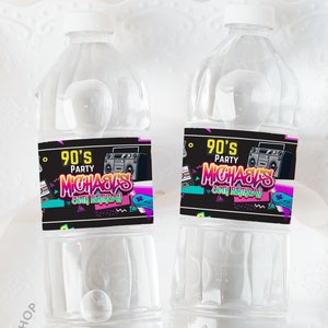 90s Printable Water Bottle label , Throwback Retro, Love The 80's 90's,  Birthday Gold Hip Hop | Party Favors   DIGITAL ONLY