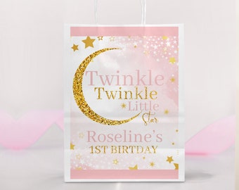 Twinkle Twinkle Little Star Baby Shower Candy Bag Printable, Twinkle Star Gift Bag, Gender Reveal , 1st Birthday Decor, Only Digital