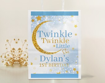 Twinkle Twinkle Little Star Baby Shower Candy Bag Printable, Twinkle Star Gift Bag, Gender Reveal , 1st Birthday Decor, Only Digital