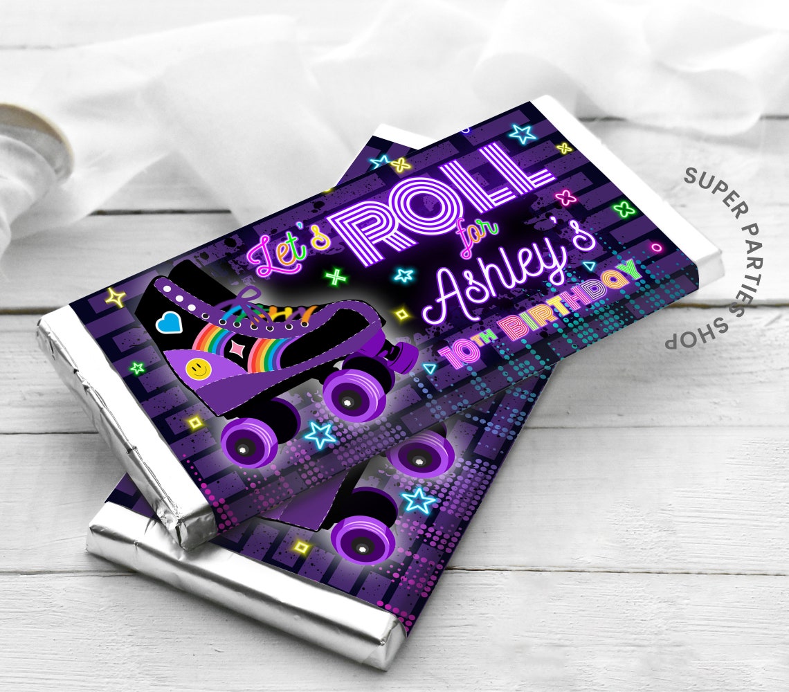 Roller Skate Candy Bar Wrapper 1.55oz Roller Skates Favors Etsy