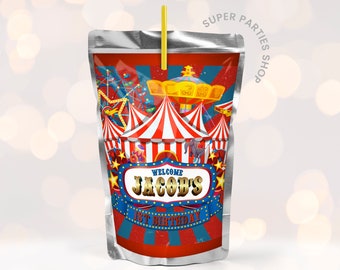 Circus Party Caprisun Juice Circus tent  birthday party chip bag, Circus Carnival potatoes wrapper,  Kids Birthday party