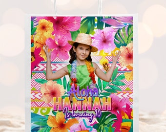 Luau Gift Bag Label Printable, Aloha Favors, Tropical Party Favor,Hawaiian birthday decor, Tiki Party, Digital files