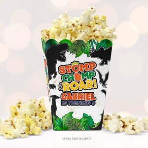 Dinosaur Popcorn Box Printable Dino Birthday Party Chip Bag | Etsy