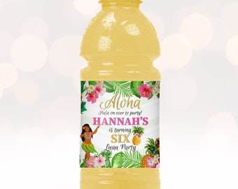 Luau Sport Drink étiquettes de bouteilles imprimables, Aloha Favors, Tropical Party Favor, décor d’anniversaire hawaïen, Tiki Party, Fichiers numériques