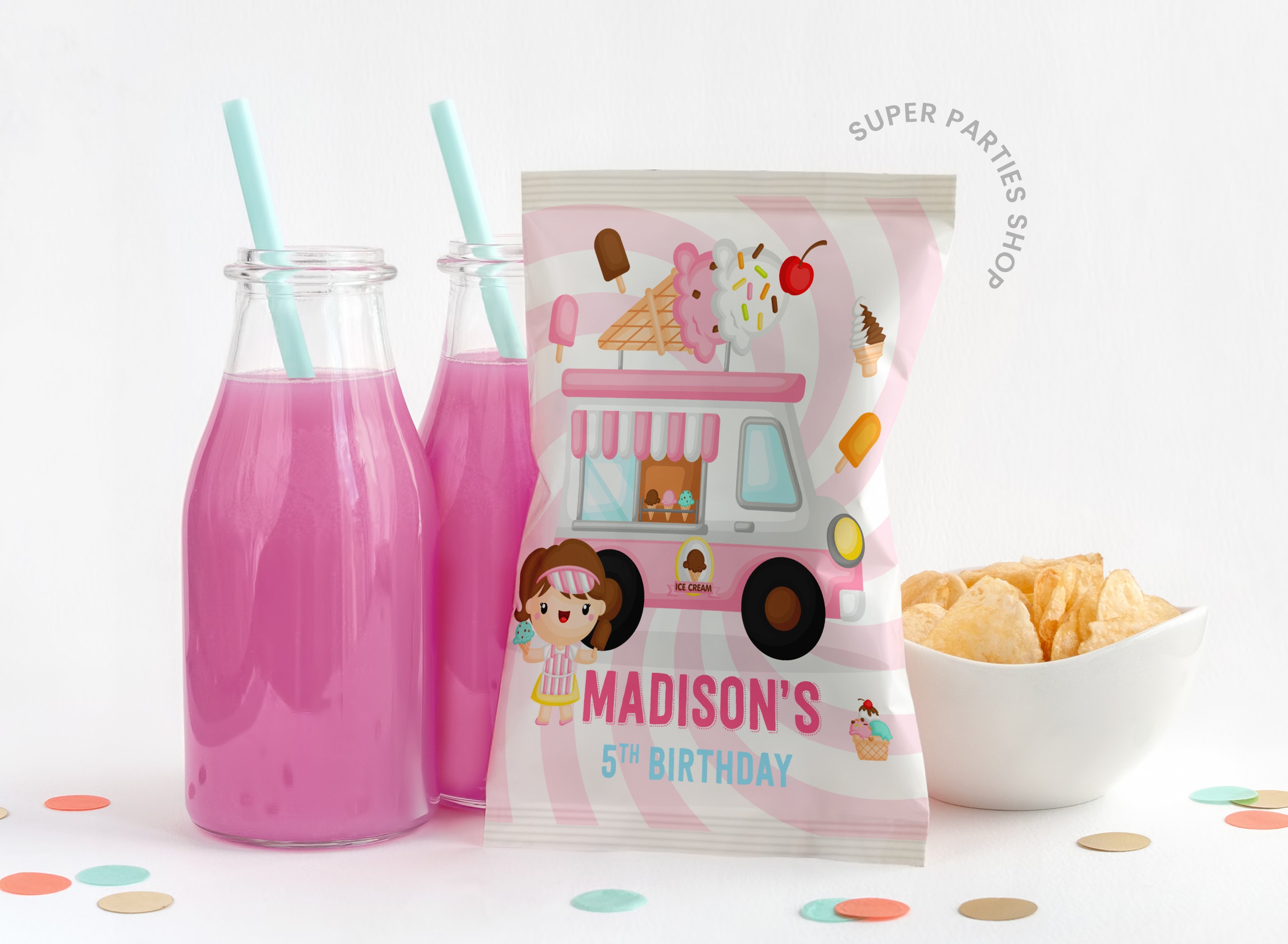 Ice Cream Chip Bags Printable Snack Treat Ice Cream Etsy