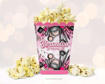 Spa Party Popcorn Box Template Printable,Spa Birthday, Girls Spa Day,Makeover,pedicure, Spa Party Decoration DIGITAL