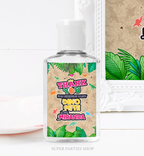 Dinosaur Hand Sanitizer Label Printablebaby Shower Jurassic Etsy