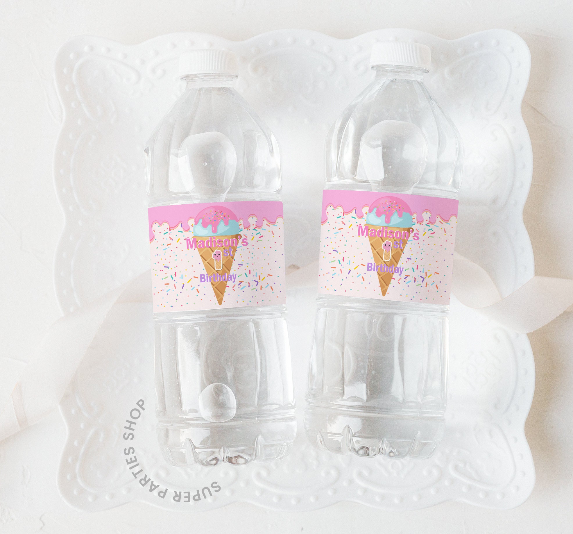Ice Cream Water Bottle Label Printable Snack Treat Ice | Etsy