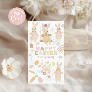 Editable Easter Tag Happy Easter Gift Tags, Easter Favor Tags, Candy Tag, Easter Teacher Gift, Easter Gifts Kids Corjl DIGITAL