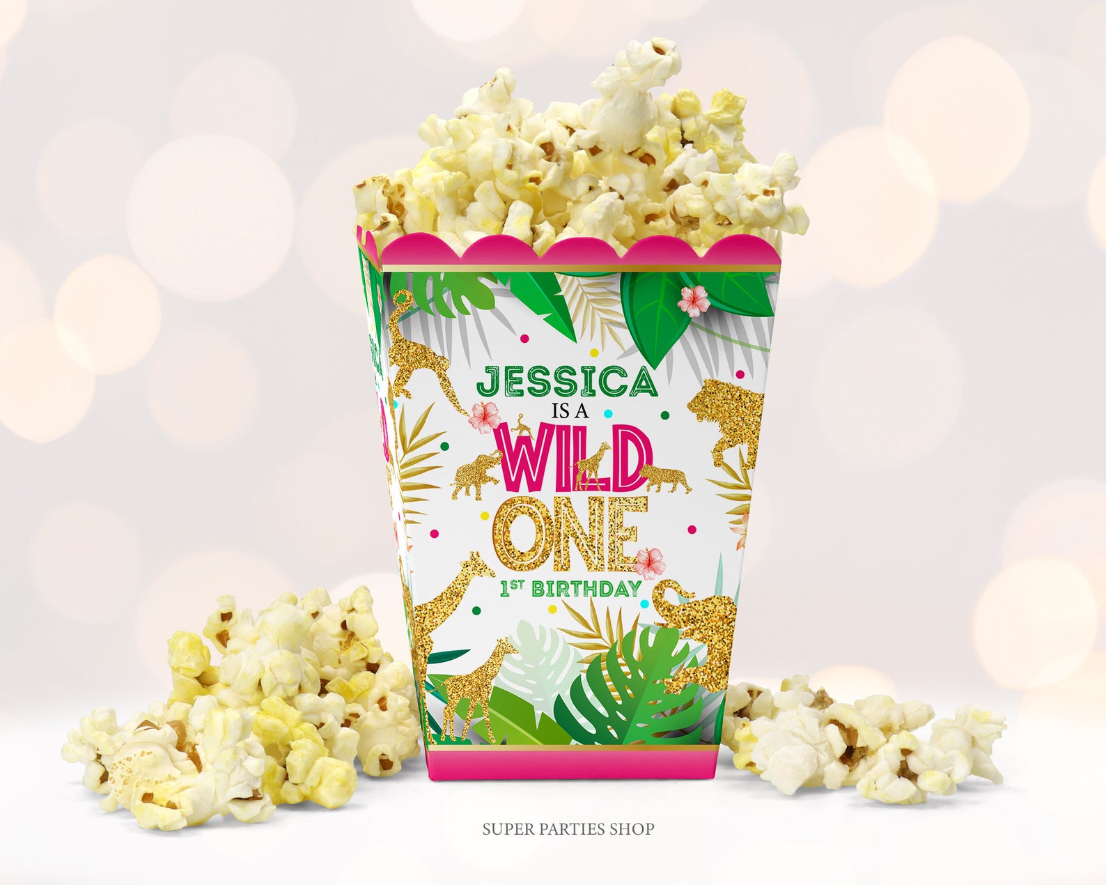 Jungle Popcorn Box Printable Snack Box Safari wild Two Etsy