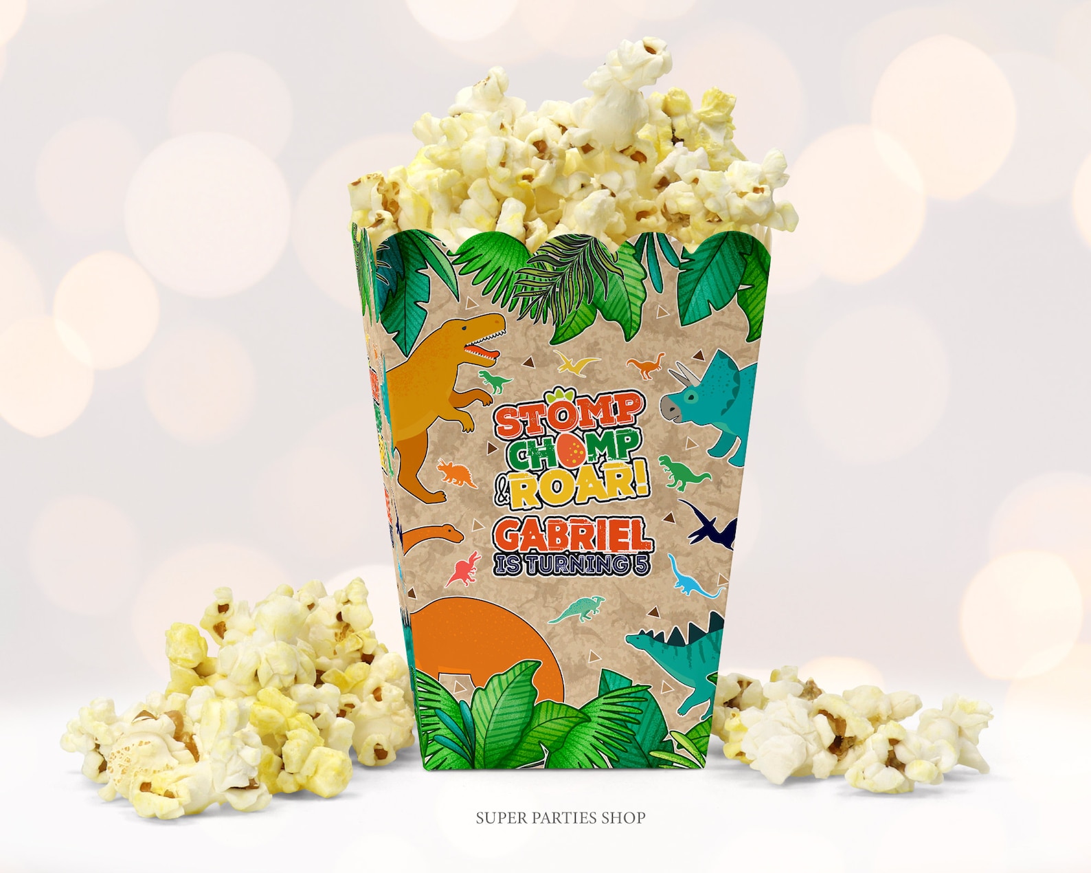 Dinosaur Popcorn Box Printable Dino Birthday Party Chip Bag - Etsy