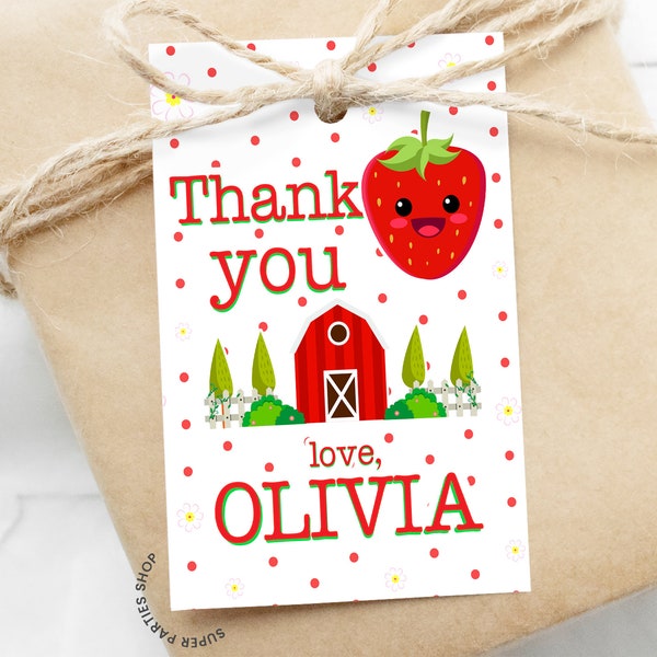 Strawberry Printable Thank you Tag Label, Thank you Sticker,Fruits tropical Birthday,mini Purell favors, second birthday Tutti frutti