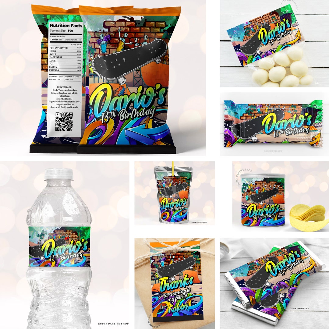 Skateboard Party Party Bundle Printable, Skateboard Goody Bag, Scooter