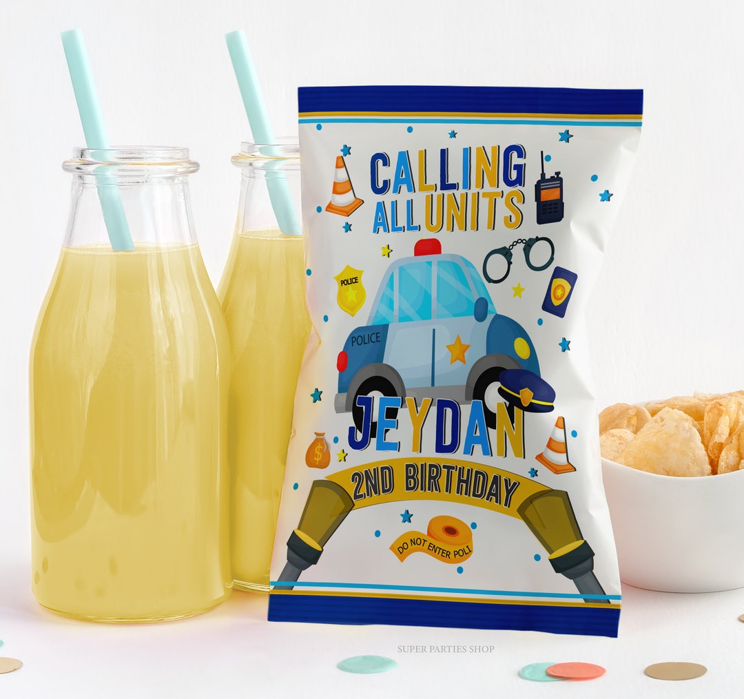 Police Chip Bag Printable Police Birthday Snack Bag Police Officer